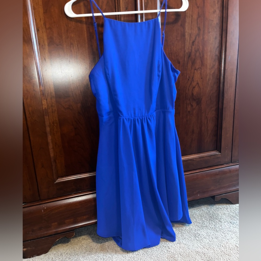 Blue lace up dress